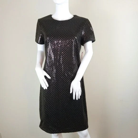 slim fit dress slacks Elegant Black Gold Glitter Detailed Strap Deep V-Neck Maxi Dress L / Black main image 1